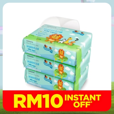 WATSONS WATSONS BABY WIPES UNSCENTED 20SX3