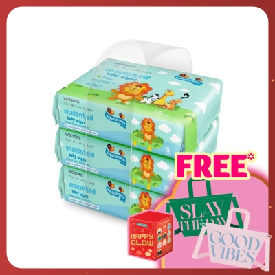 WATSONS WATSONS BABY WIPES UNSCENTED 20SX3
