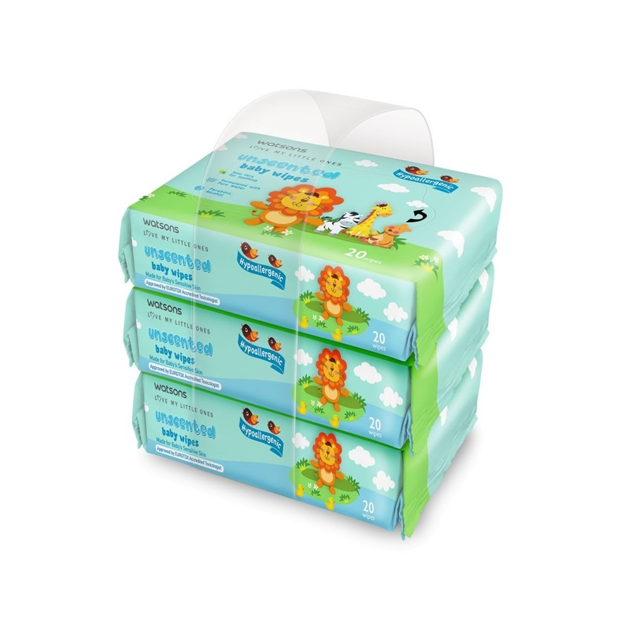 WATSONS BABY WIPES UNSCENTED 20SX3 image