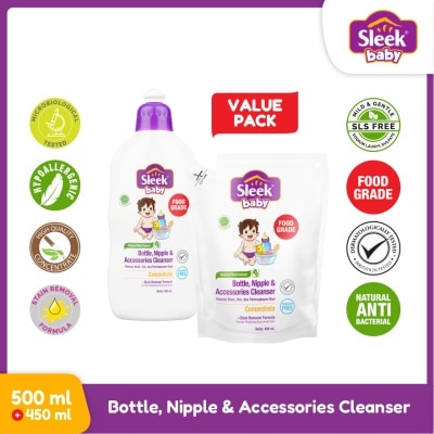 SLEEK BABY Bottle, Nipple & Accessories Cleanser Value Pack