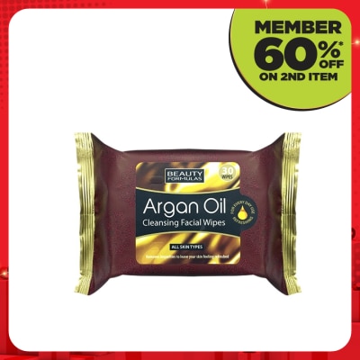 BEAUTY FORMULAS Argan Oil Cleansing Facial Wipes 30's