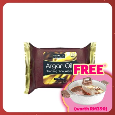 BEAUTY FORMULAS Argan Oil Cleansing Facial Wipes 30's