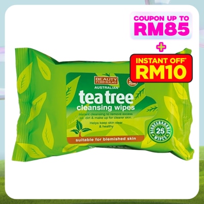BEAUTY FORMULAS Tea Tree Cleansing Wipes 25s