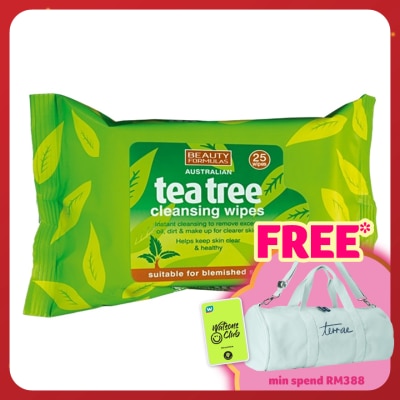BEAUTY FORMULAS Tea Tree Cleansing Wipes 25s