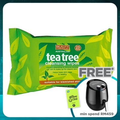 BEAUTY FORMULAS Tea Tree Cleansing Wipes 25s