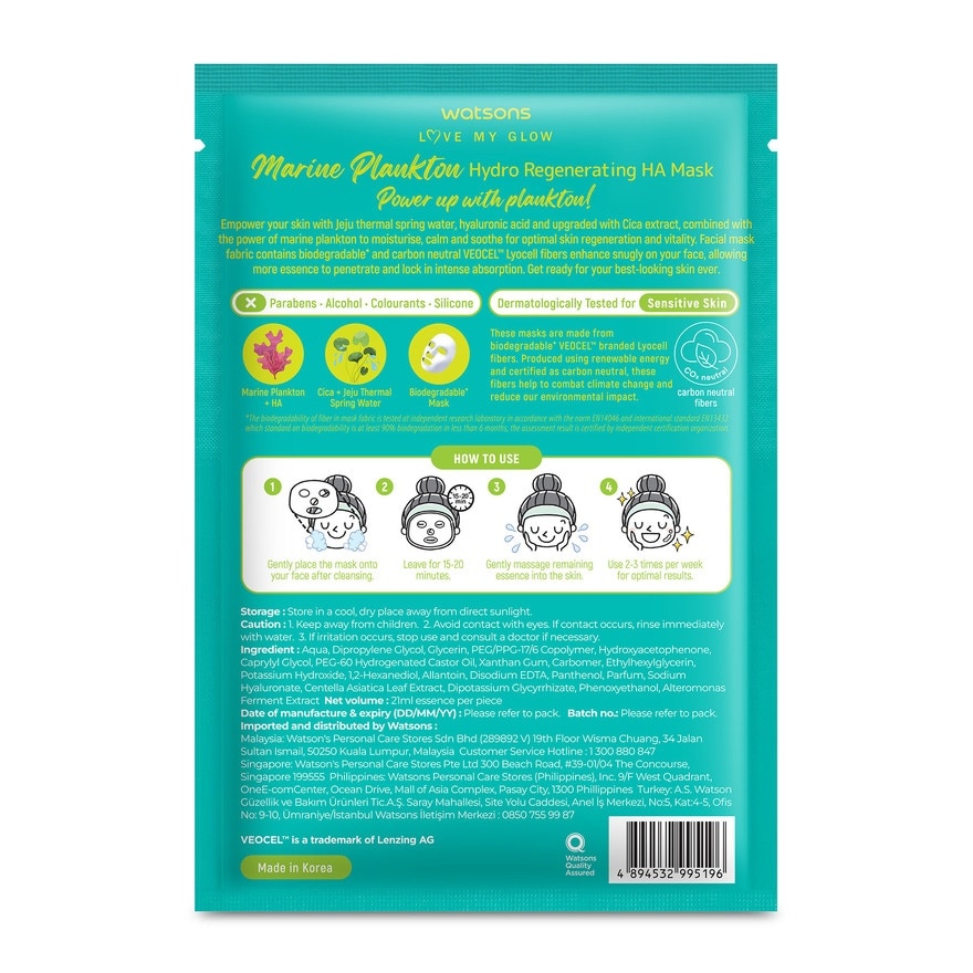 Marine Plankton Hydro Regenerating HA Mask 1s