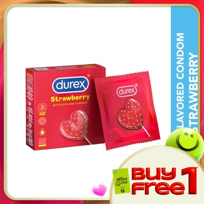 DUREX - Condom Strawberry Dots & Flavour 3s
