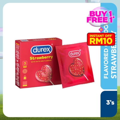 DUREX Condom Strawberry Dots & Flavour 3s