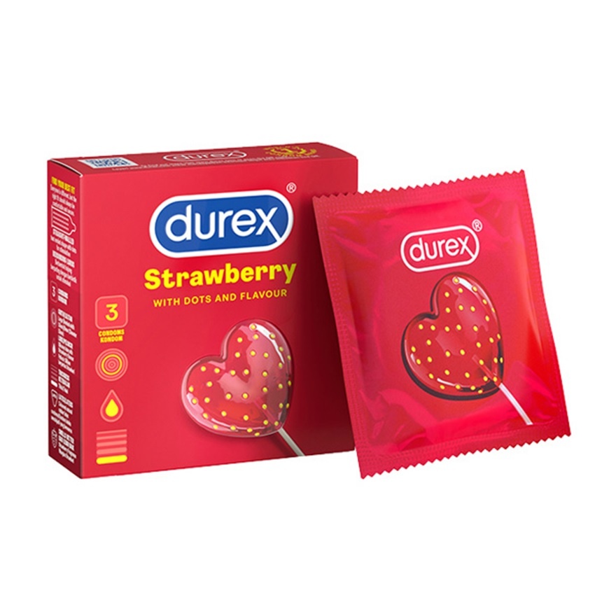 Condom Strawberry Dots & Flavour 3s image