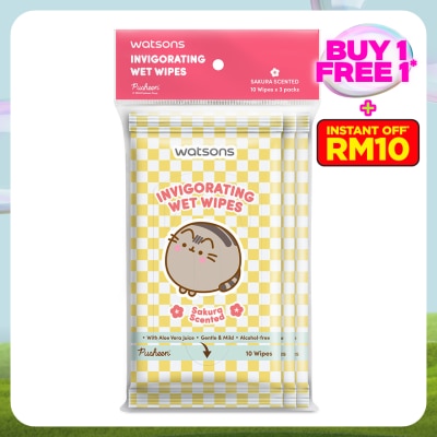 WATSONS Pusheen Sakura Scent Wet Wipes 10SX3