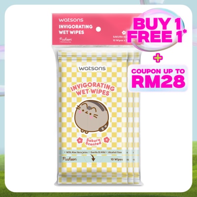WATSONS Pusheen Sakura Scent Wet Wipes 10SX3