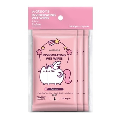 WATSONS Pusheen Sakura Scent Wet Wipes 10SX3