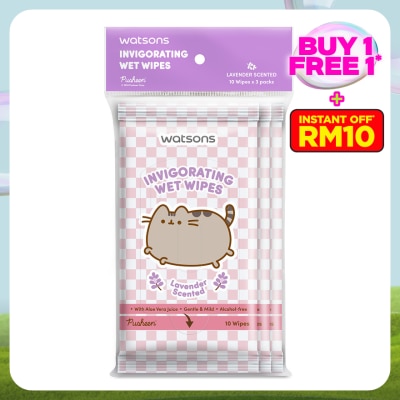 WATSONS Pusheen Lavender Scent Wet Wipes 10SX3