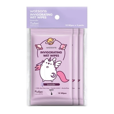 WATSONS Pusheen Lavender Scent Wet Wipes 10SX3