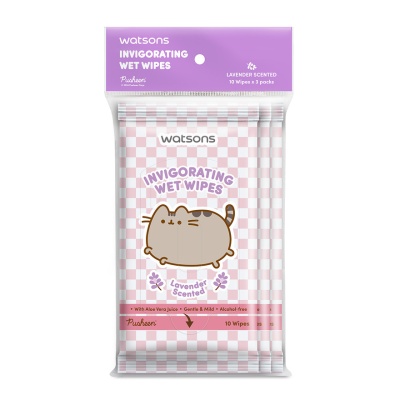 WATSONS - Pusheen Lavender Scent Wet Wipes 10SX3 image