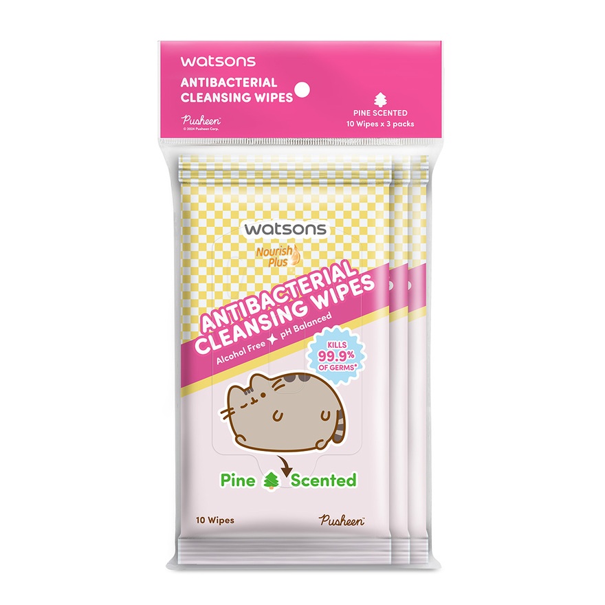 Pusheen Antibacterial Cleansing Wipes-Pine 10SX3 image
