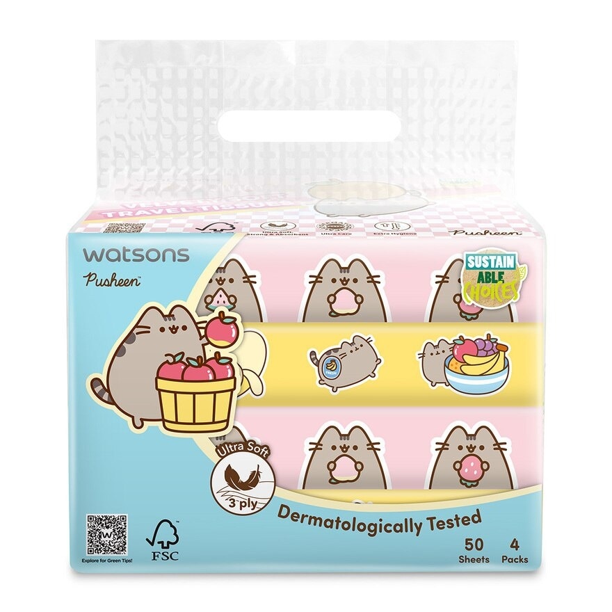 Pusheen the Cat Travel Tissues 3PlyX50SX4