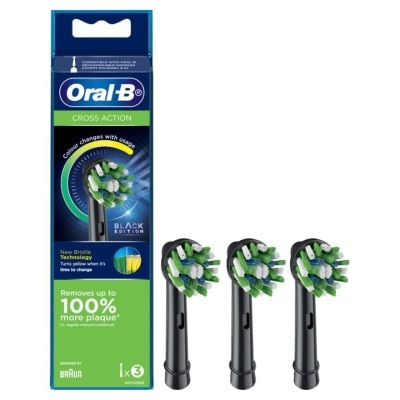 ORAL-B Cross Action Black Replacement Brush Heads 3s