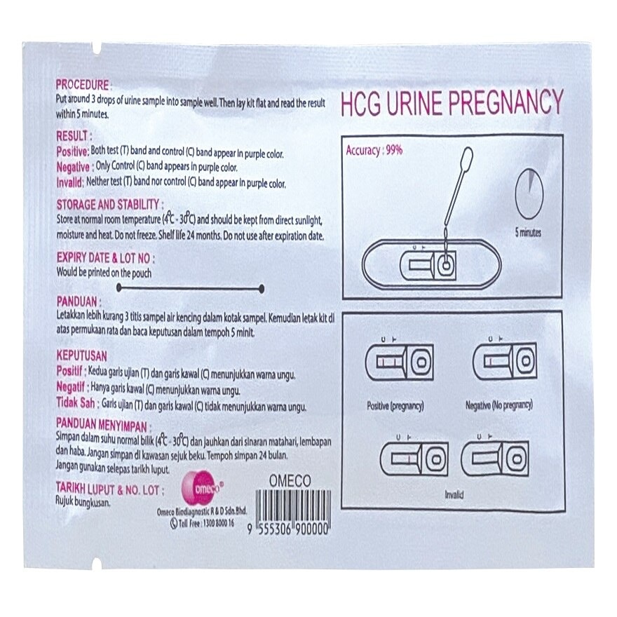 HCG Urine Pregnancy Test Cassette 1's