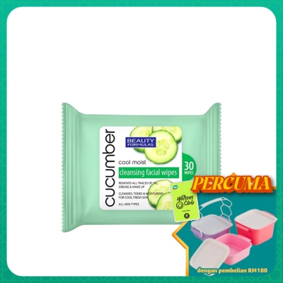 BEAUTY FORMULAS - Cucumber Cleansing Facial Wipes 30's