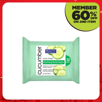 BEAUTY FORMULAS Cucumber Cleansing Facial Wipes 30's