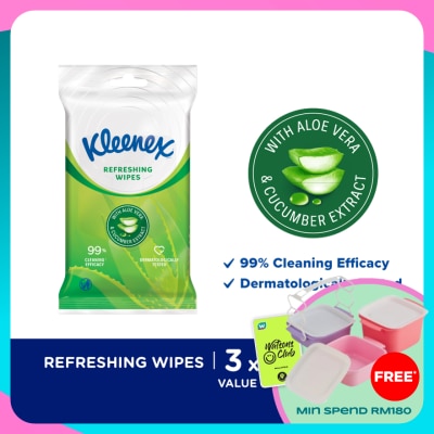 KLEENEX Hand & Face Aloe Wipes 10's x 3