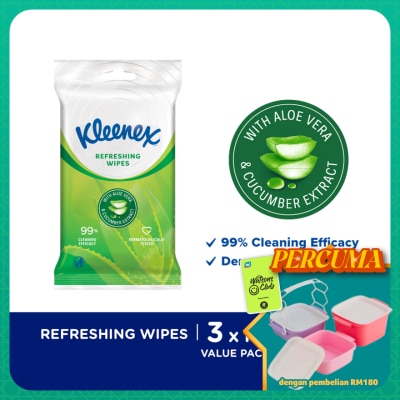 KLEENEX - Hand & Face Aloe Wipes 10's x 3