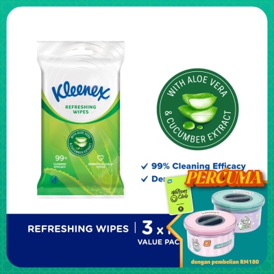 KLEENEX Hand & Face Aloe Wipes 10's x 3