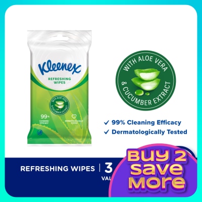KLEENEX Hand & Face Aloe Wipes 10's x 3
