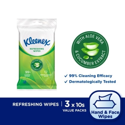 KLEENEX Hand & Face Aloe Wipes 10's x 3