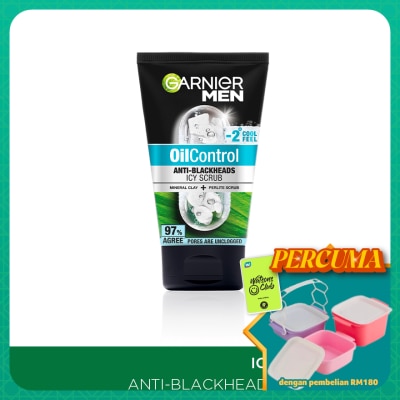GARNIER MEN - Oil Control Anti-Blackheads Icy Brightening Scrub 100ml