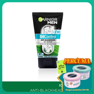 GARNIER MEN Oil Control Anti-Blackheads Icy Brightening Scrub 100ml