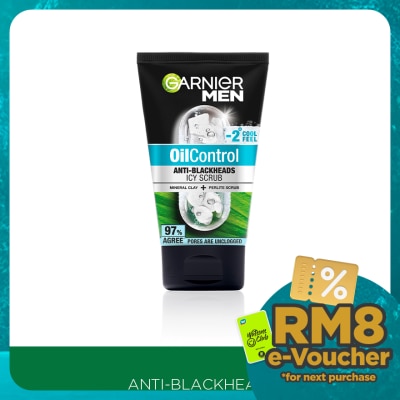GARNIER MEN Oil Control Anti-Blackheads Icy Brightening Scrub 100ml