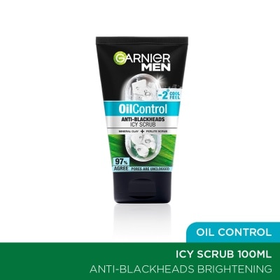 GARNIER MEN Oil Control Anti-Blackheads Icy Brightening Scrub 100ml