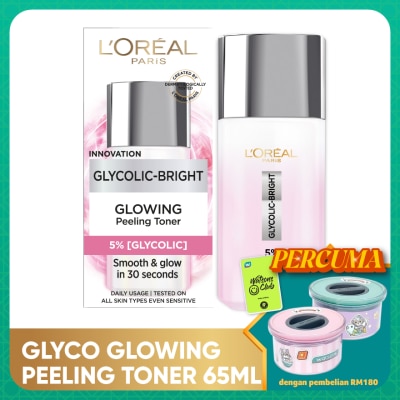 L'OREAL PARIS SKIN CARE Glycolic Bright 5% Glycolic Acid Peeling Toner For Instant Glowing Skin 65ml