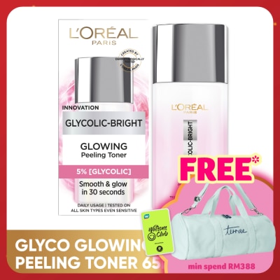 L'OREAL PARIS SKIN CARE Glycolic Bright 5% Glycolic Acid Peeling Toner For Instant Glowing Skin 65ml