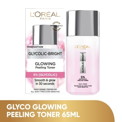 L'OREAL PARIS SKIN CARE Glycolic Bright 5% Glycolic Acid Peeling Toner For Instant Glowing Skin 65ml