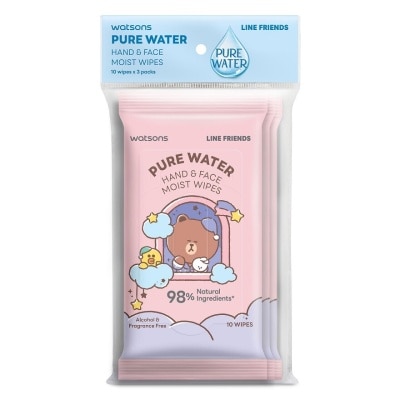 WATSONS Pure Water Hand and Face Moist Wipes 10Sx3