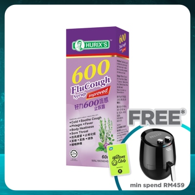 HURIX'S 600 Flu Cough Syrup 60 Milliliter