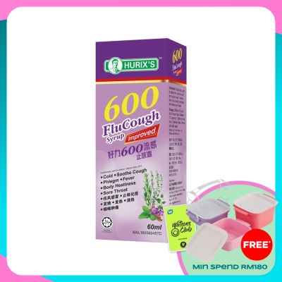 HURIX'S 600 Flu Cough Syrup 60 Milliliter