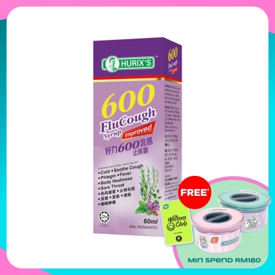 HURIX'S 600 Flu Cough Syrup 60 Milliliter