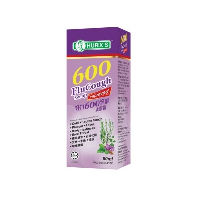 HURIX'S 600 Flu Cough Syrup 60 Milliliter