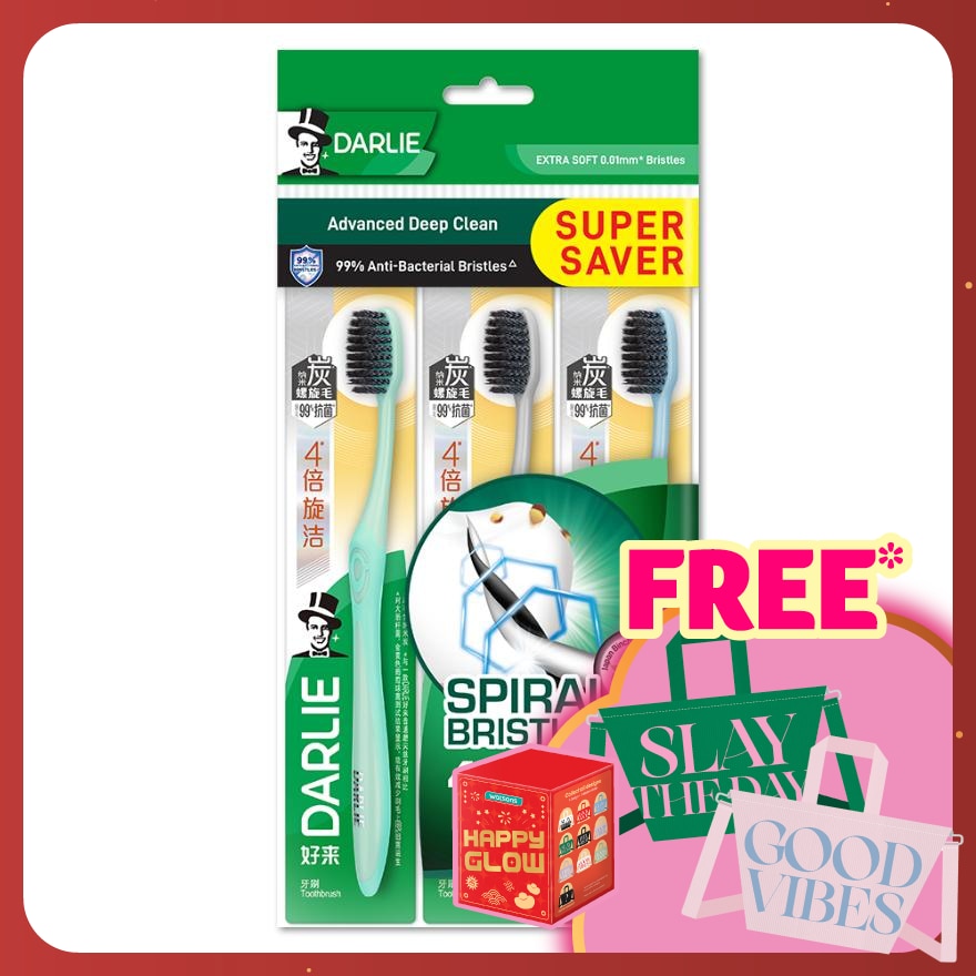 Toothbrush Charcoal Spiral Value Pack 3's
