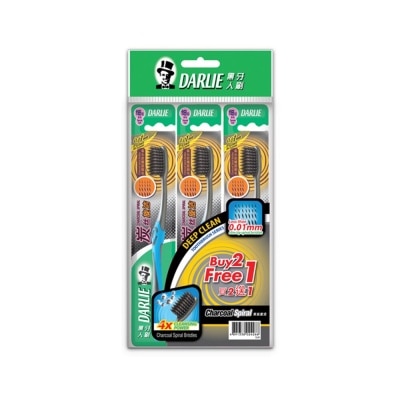 DARLIE Toothbrush Charcoal Spiral Value Pack 3's