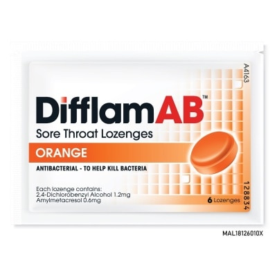 DIFFLAM AB Sore Throat Lozenges Orange 6's