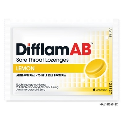 DIFFLAM AB Sore Throat Lozenges Lemon 6's