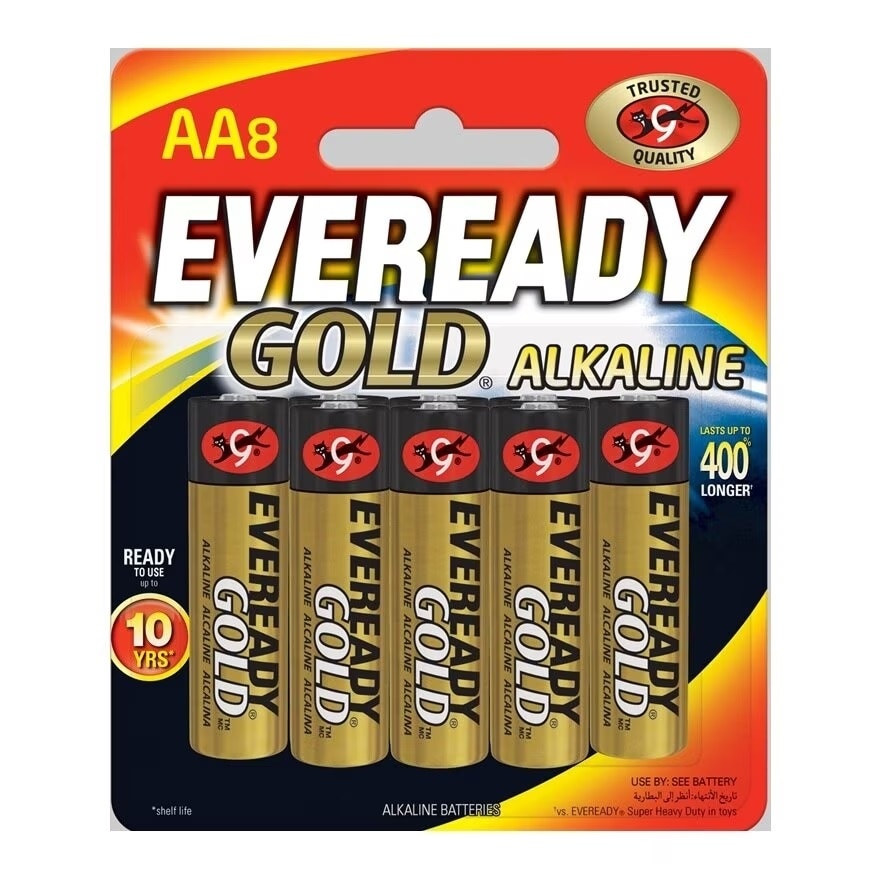 Gold Alkaline Battery AA 8 pcs/pack