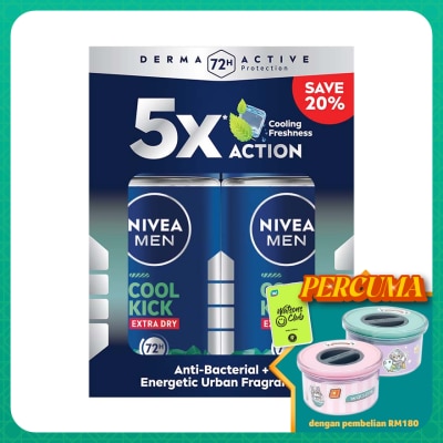 NIVEA FOR MEN Deodorant Roll On Cool Kick Energy Fresh 2x50ml