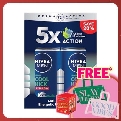 NIVEA FOR MEN Deodorant Roll On Cool Kick Energy Fresh 2x50ml