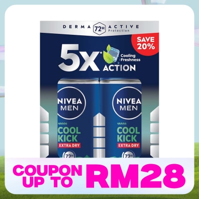 NIVEA FOR MEN Deodorant Roll On Cool Kick Energy Fresh 2x50ml